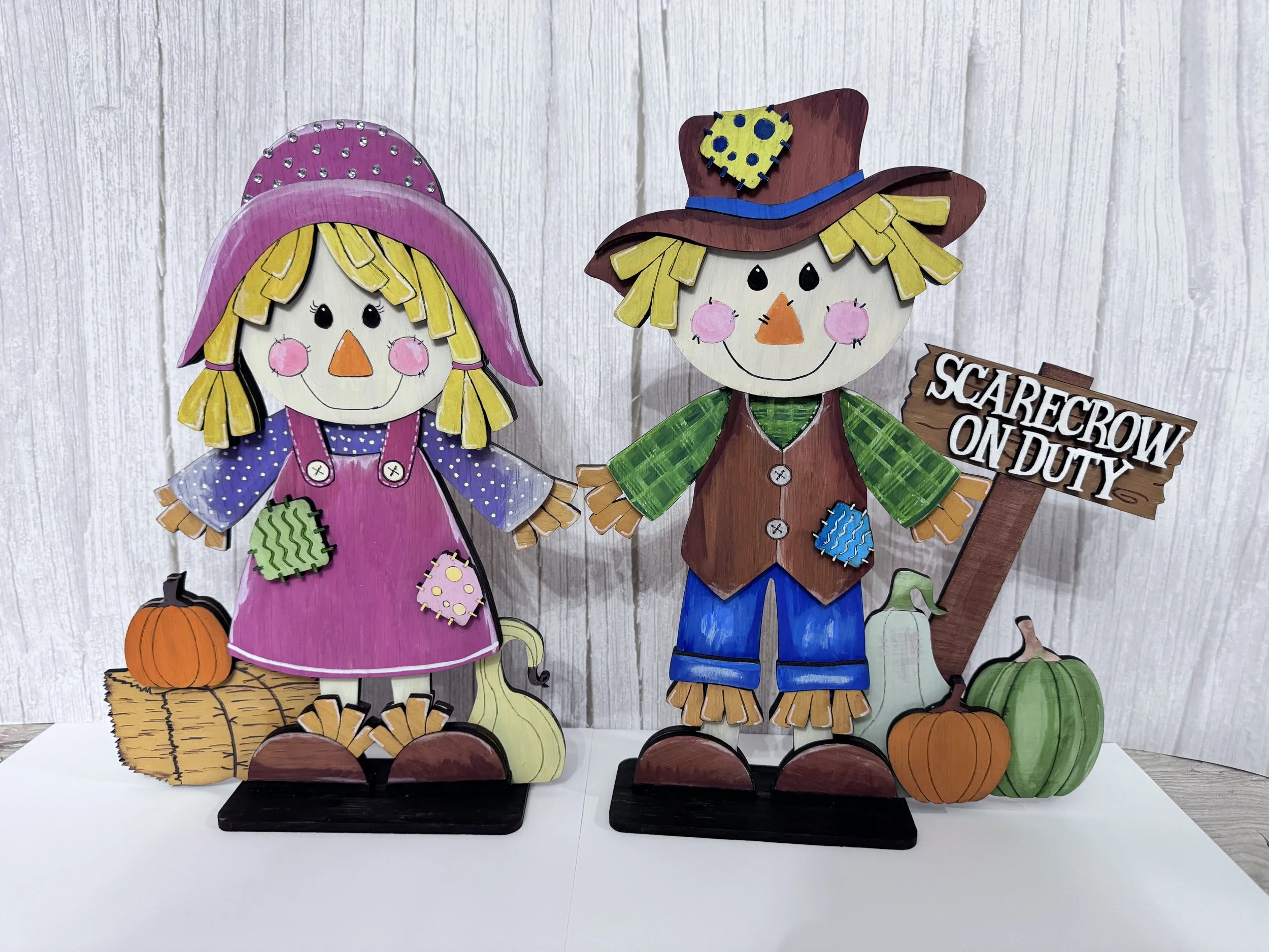 Adorable Couple Scarecrow Fall Decor Set