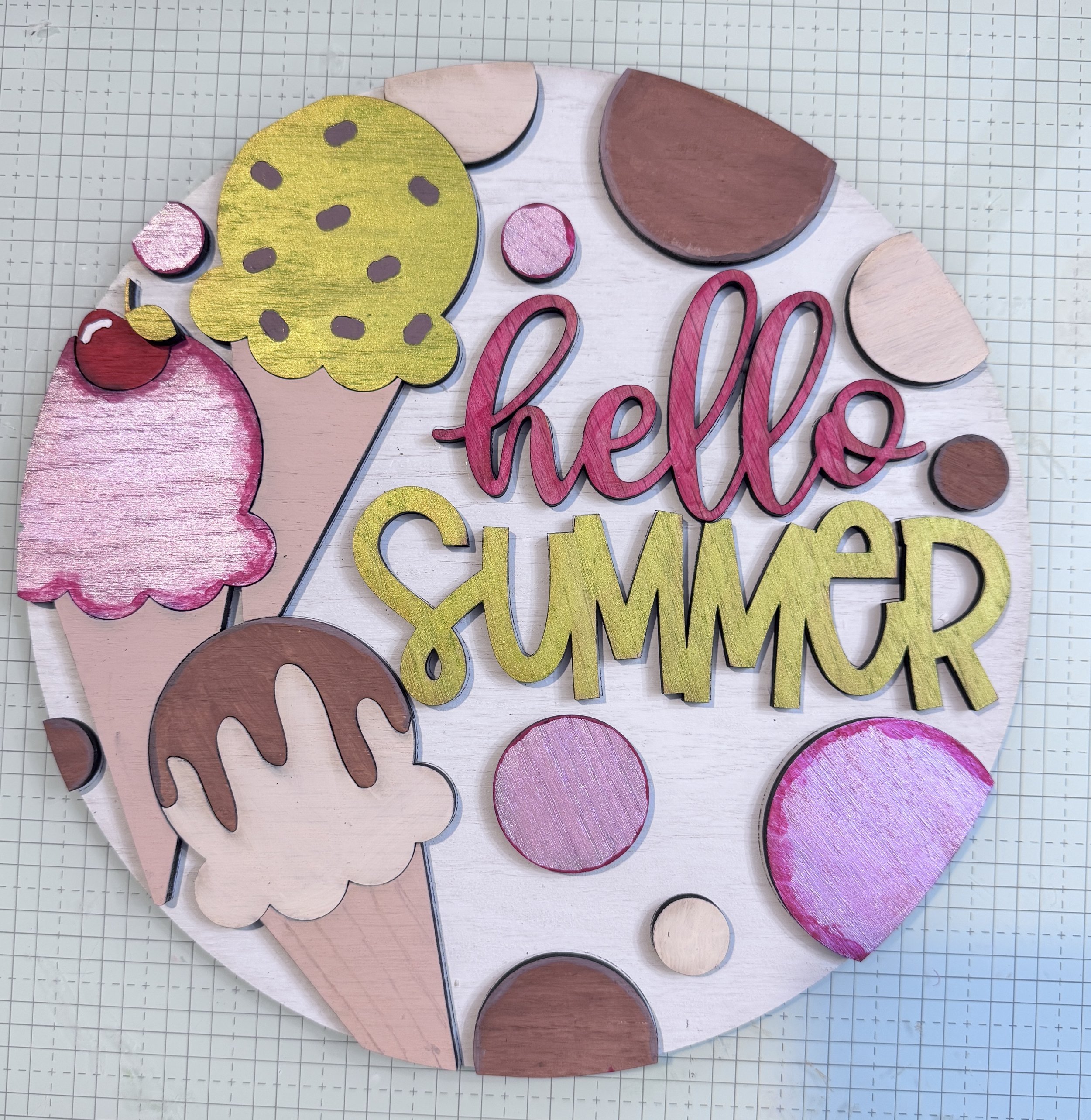 Hello Summer Ice Cream Door Hanger