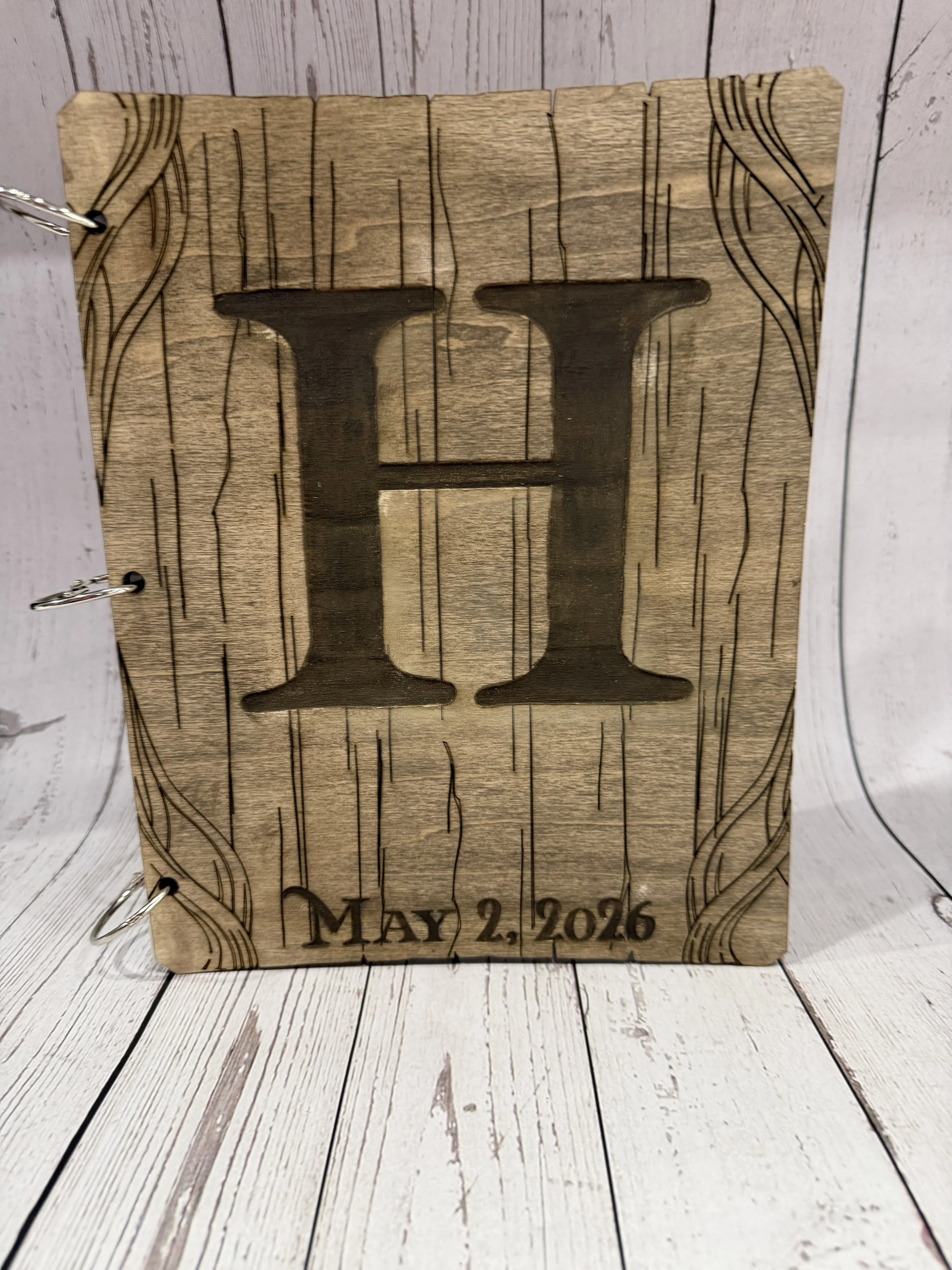 Personalized Wooden Wedding Guest Book with Photo Spot