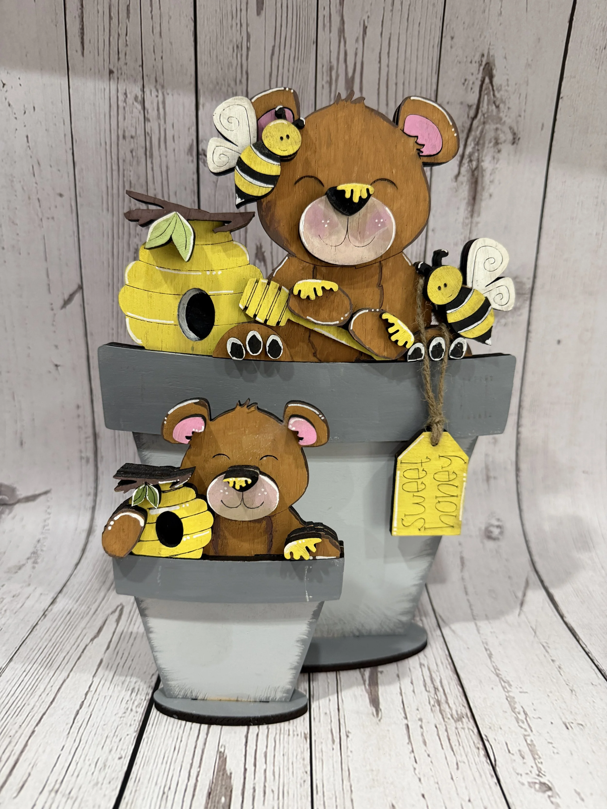 Bear & Honey Bee Flower Basket Insert  (Insert Only)