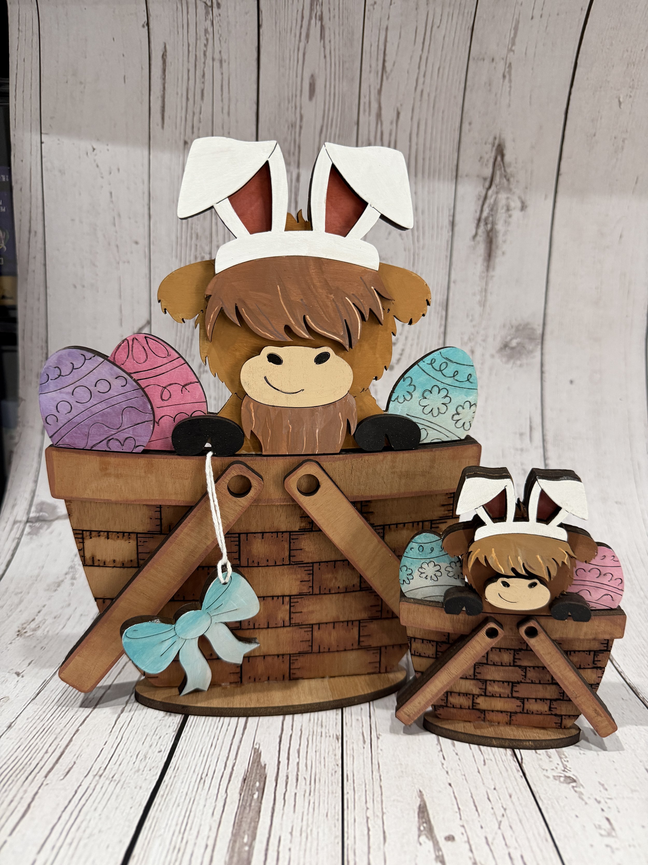 Whimsical Highland Cow Bunny Basket Insert  (Insert Only)