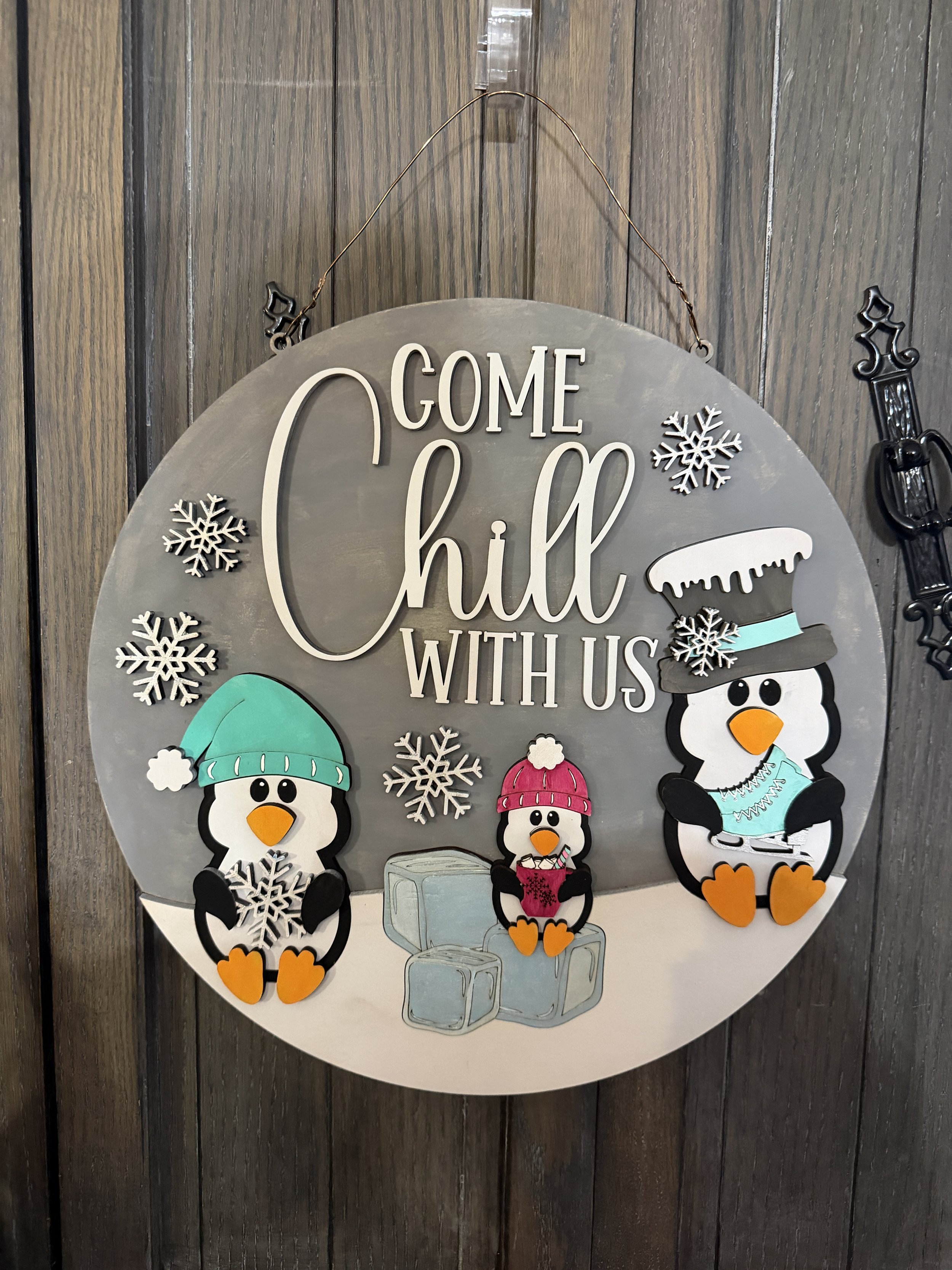 Penguin Come Chill With Us Door Hanger