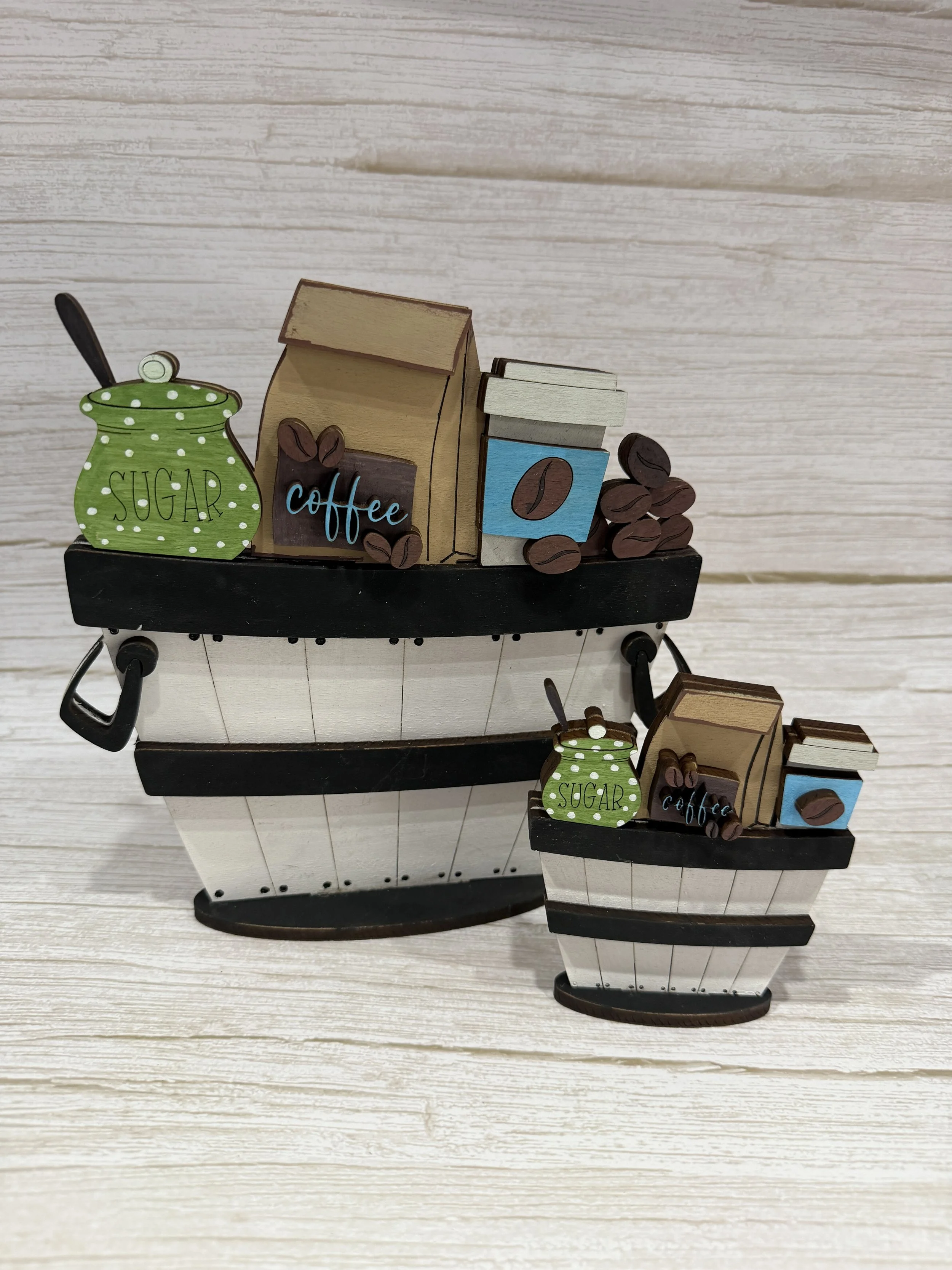 Charming Coffee-Themed Flower Basket Insert