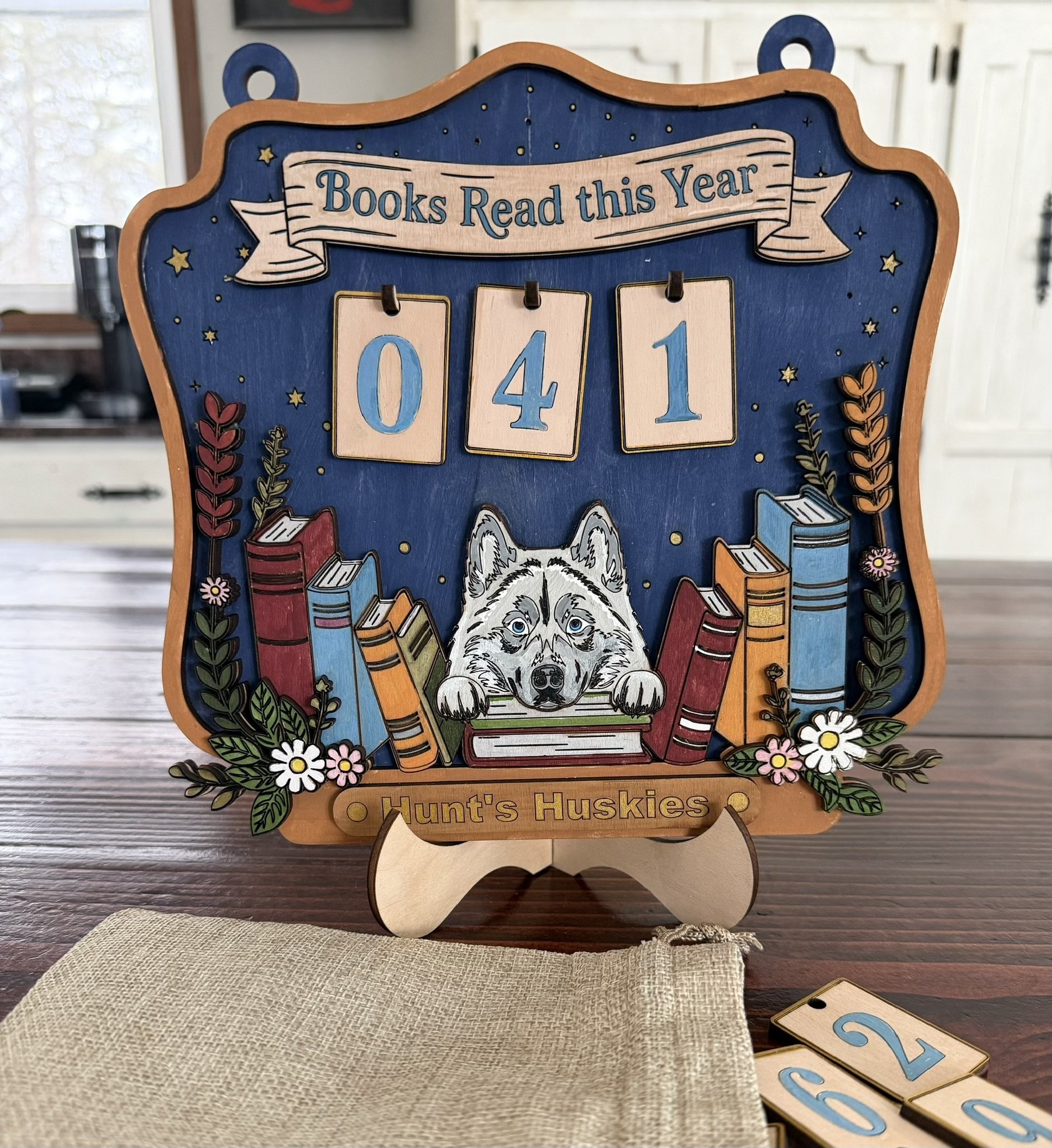 Personalized Husky Book Tracker