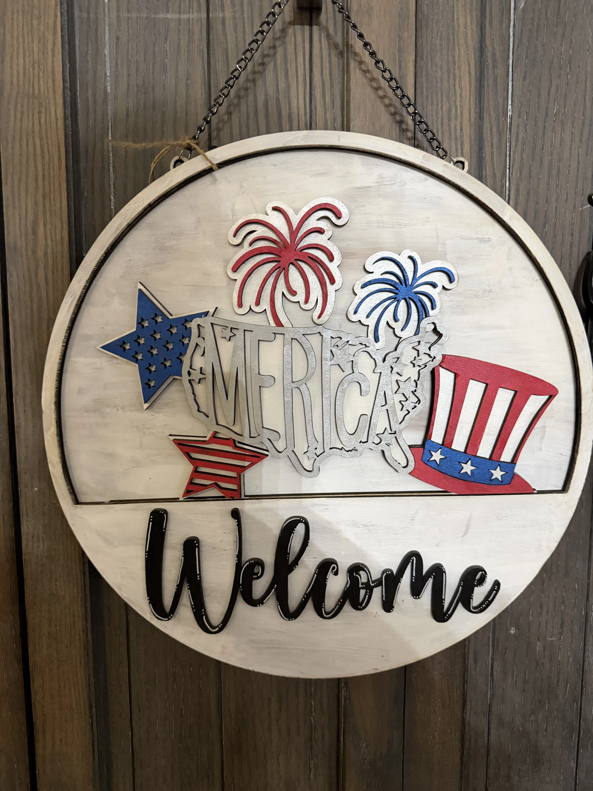 Interchangeable 'Merica 4th of July Door Hanger Insert