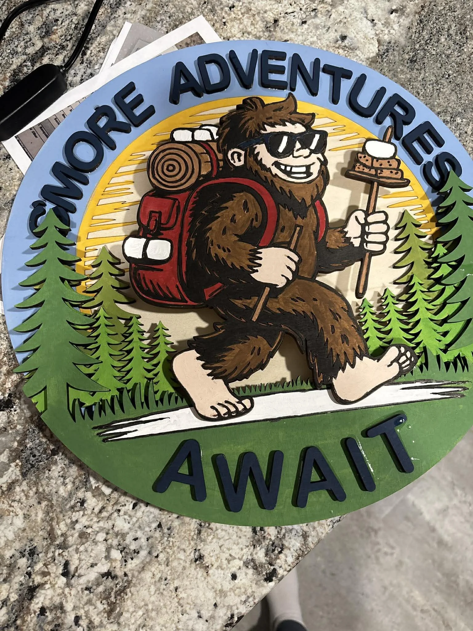 Bigfoot S'more Adventures Door Hanger