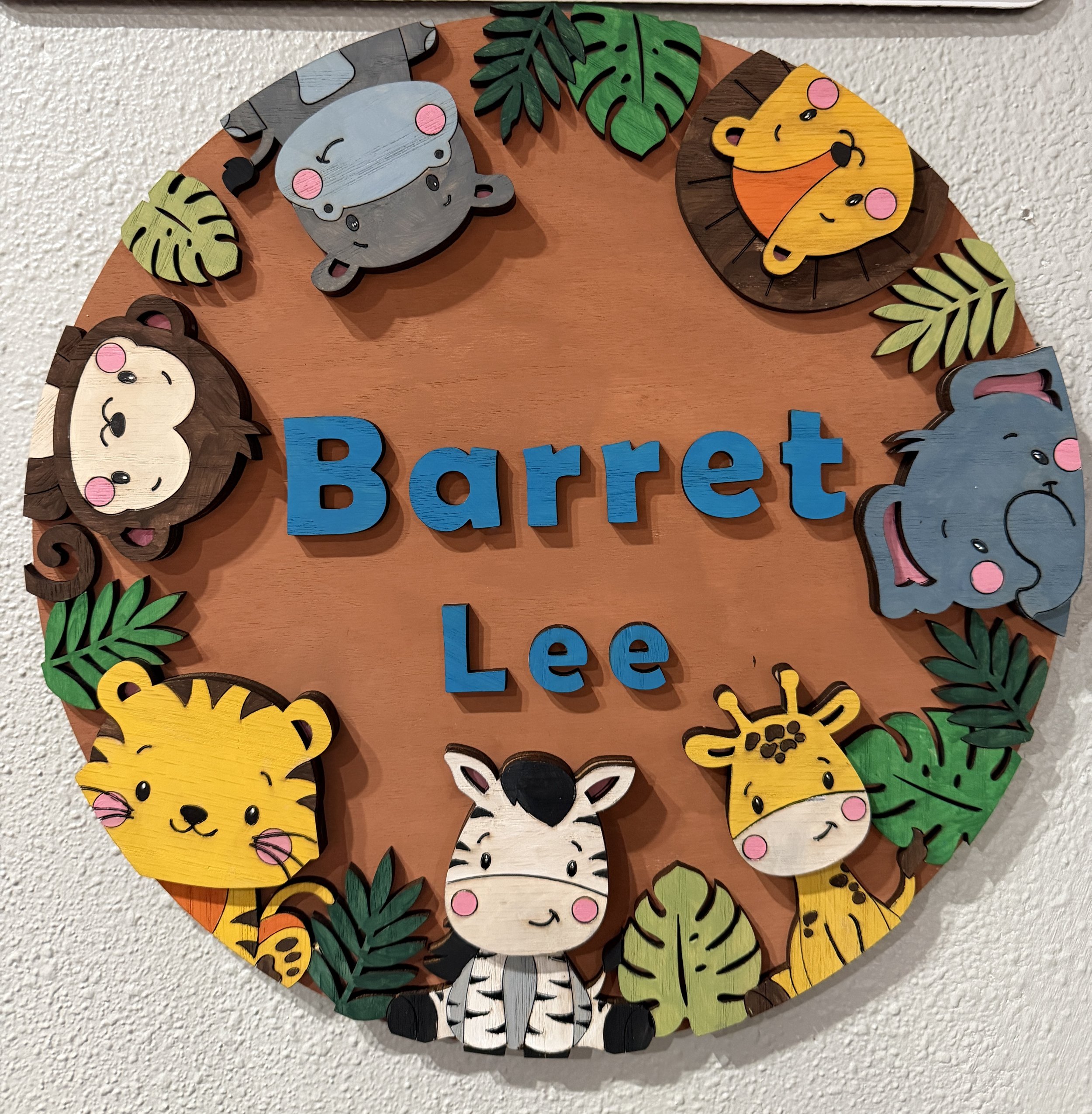 Zoo Adventure Personalized Name Door Hanger