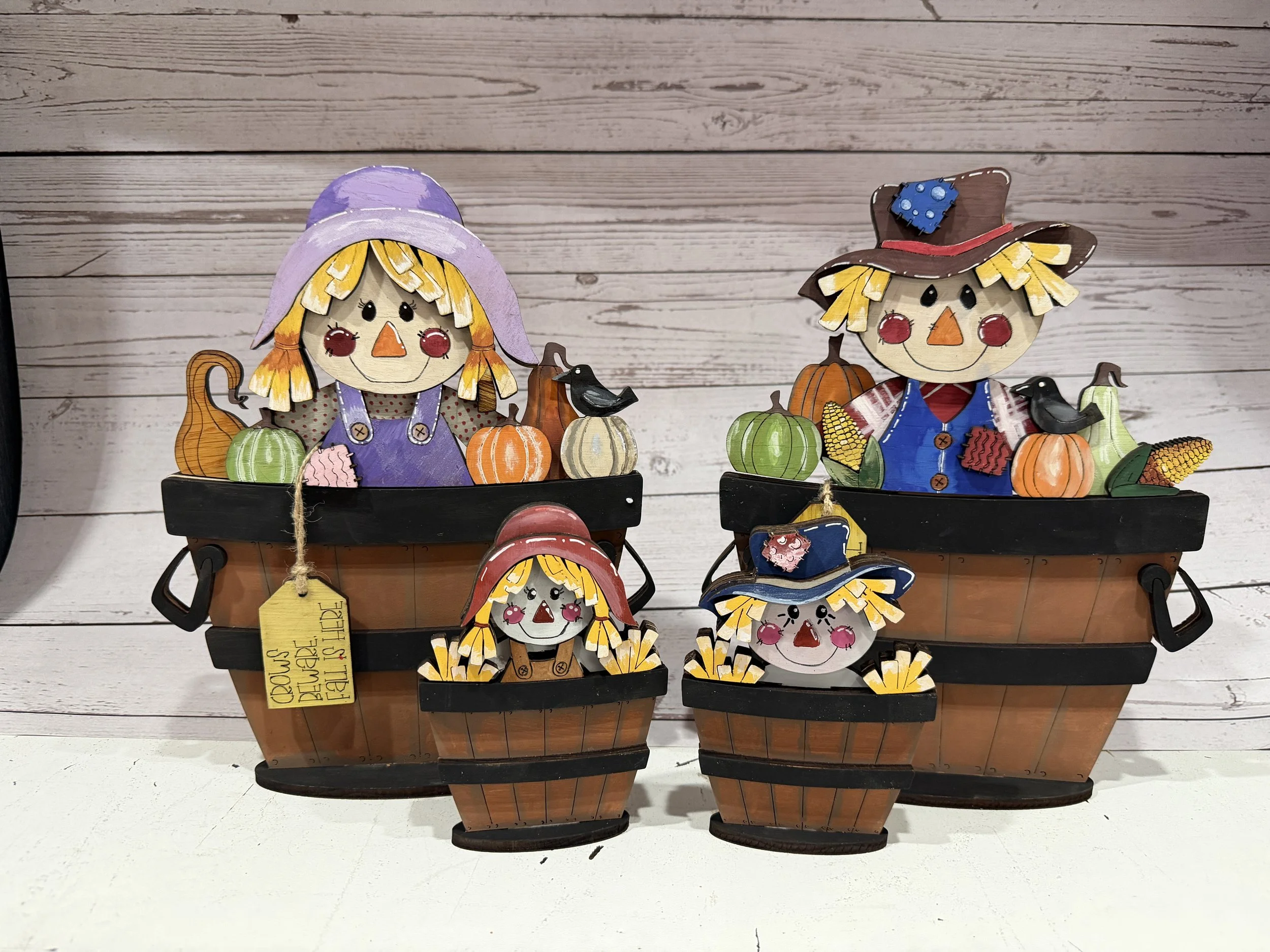 Autumn Scarecrow Couple with Interchangeable Basket Inserts (Insert Only)