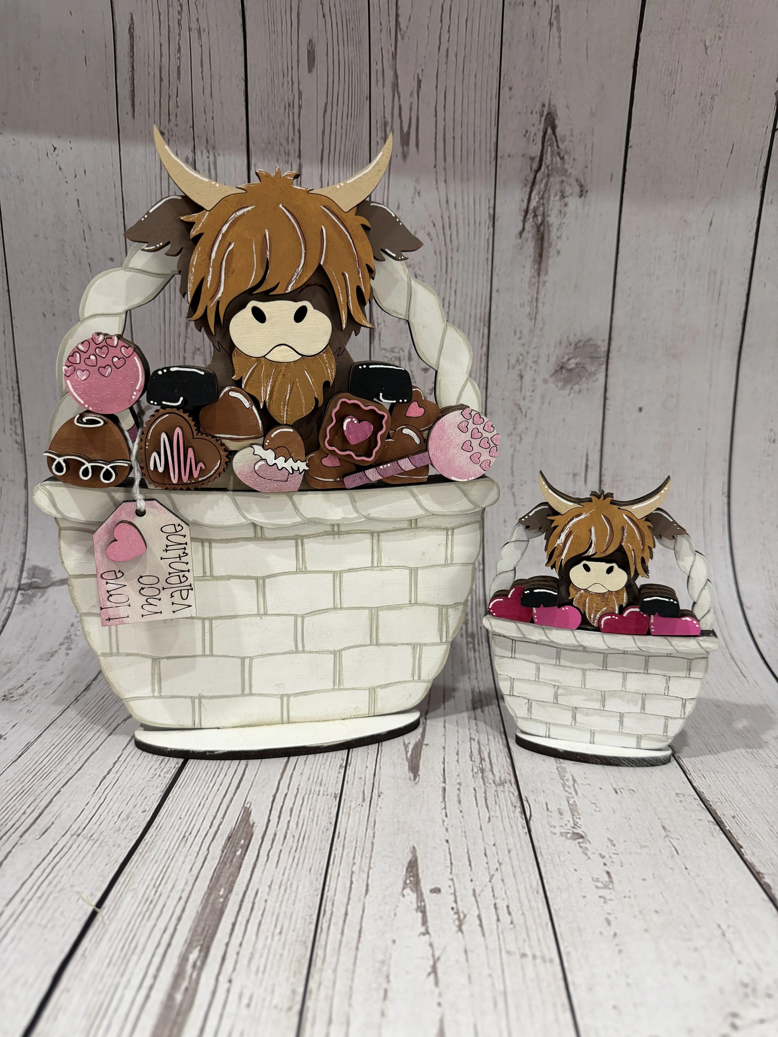 Valentine's Day Highland Cow Interchangeable Flower Basket (Insert Only)