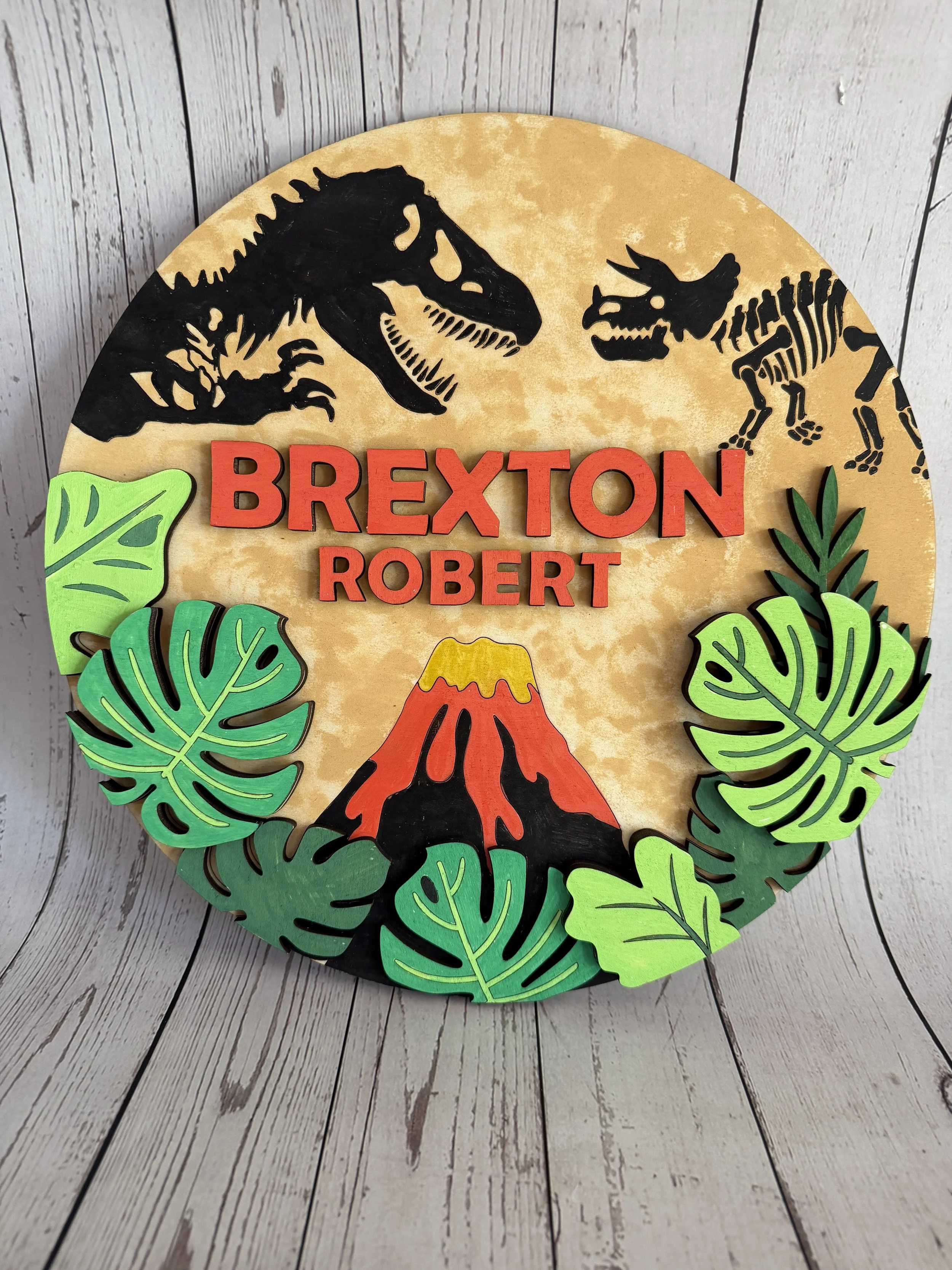 Personalized Dinosaur Name Door Sign for Kids