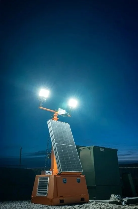 Beacon Mast lit at night