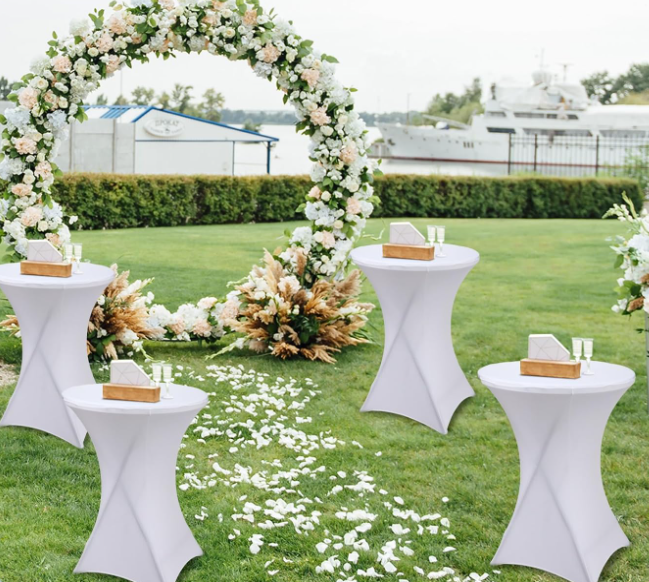 White Spandex Cocktail Table Cover