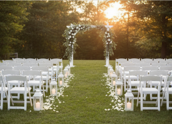 White Resin Folding Chair with Cushion
