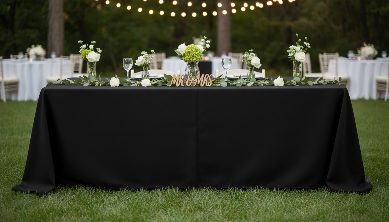 6' Black Rectangular Tablecloth