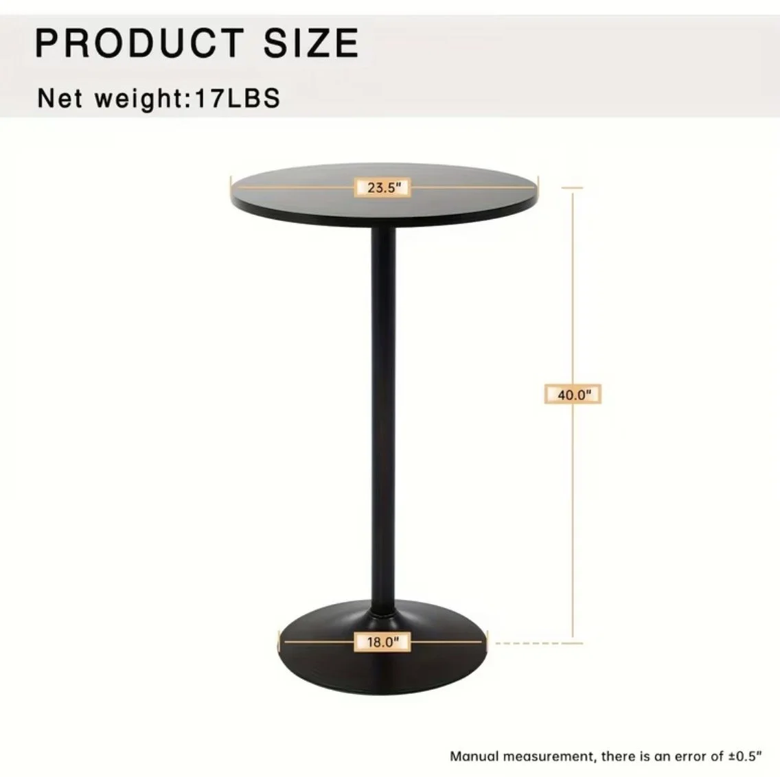 24" Black Cocktail Table