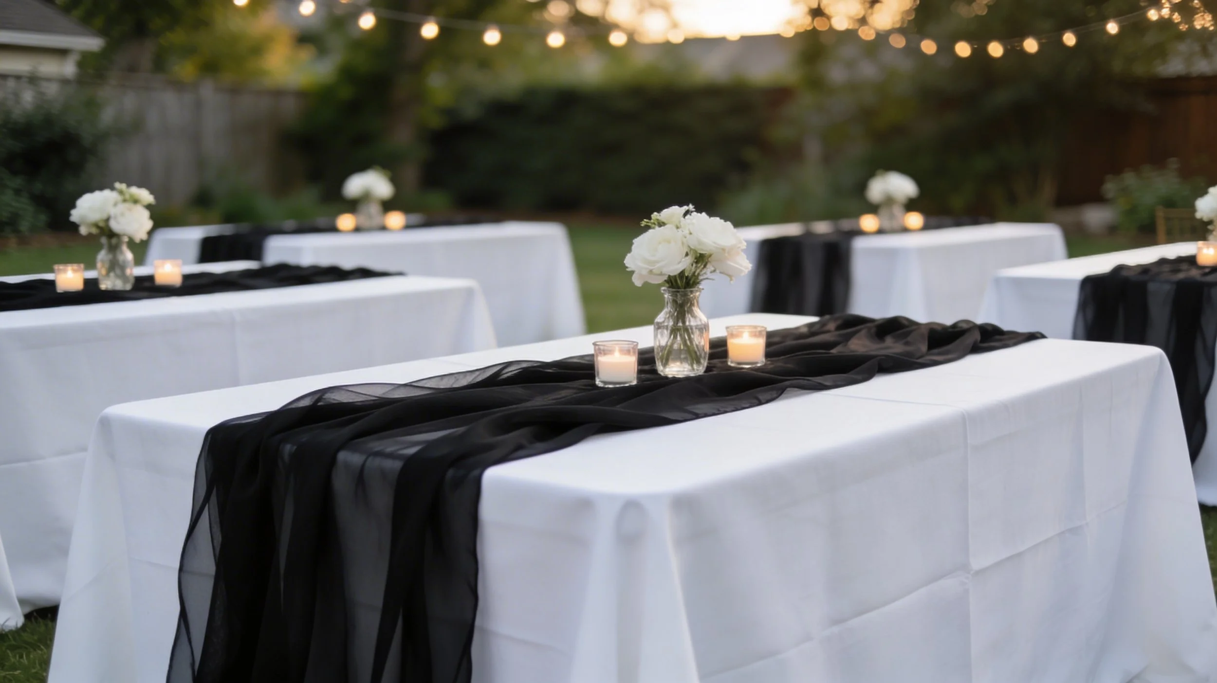 Black Chiffon Table Runner