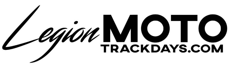 Legion MOTO TrackDays.com logo with stylized text.