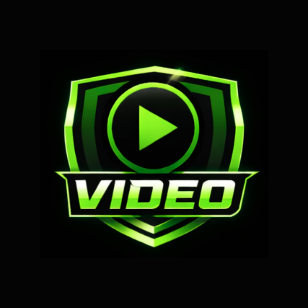 Green and black logo with a shield shape, a play button in the center, and the word "VIDEO" in bold letters underneath.