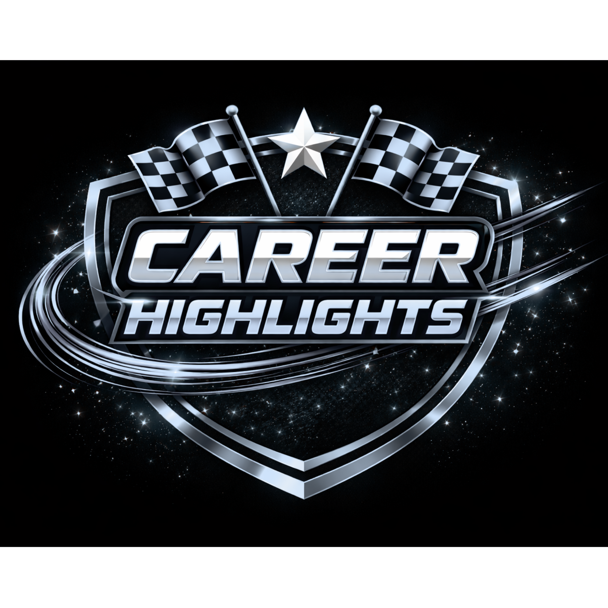 Illustrated logo for the racing video game 'CarX Drift Racing' featuring checkered flags, a star, and a racing badge.