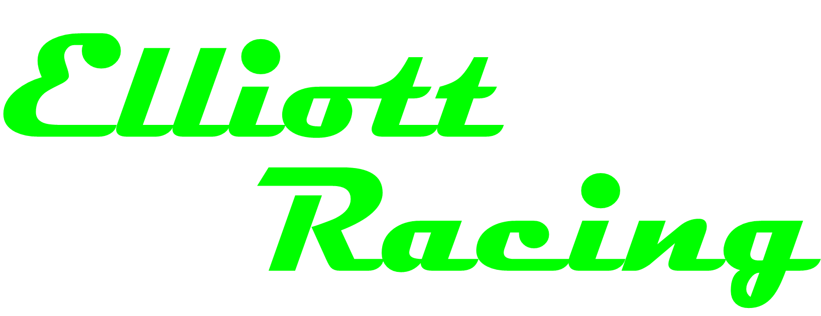 Text that reads 'Elliott Racing' in bright green, stylized font on a black background.