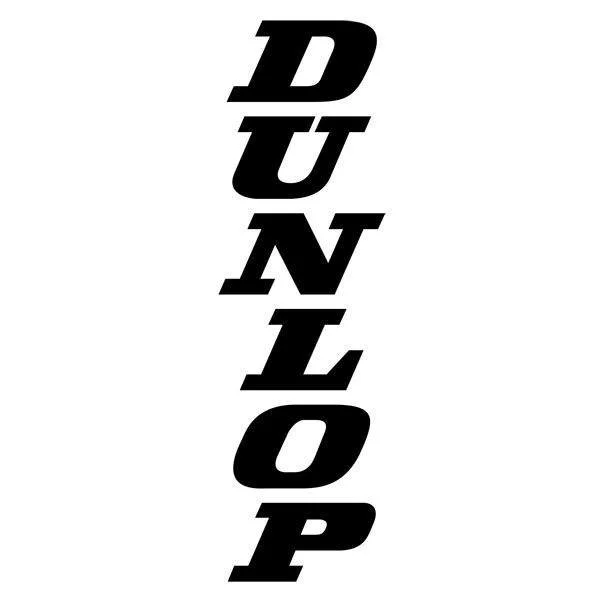 The word "DUNLOP" written vertically in bold black letters on a white background.