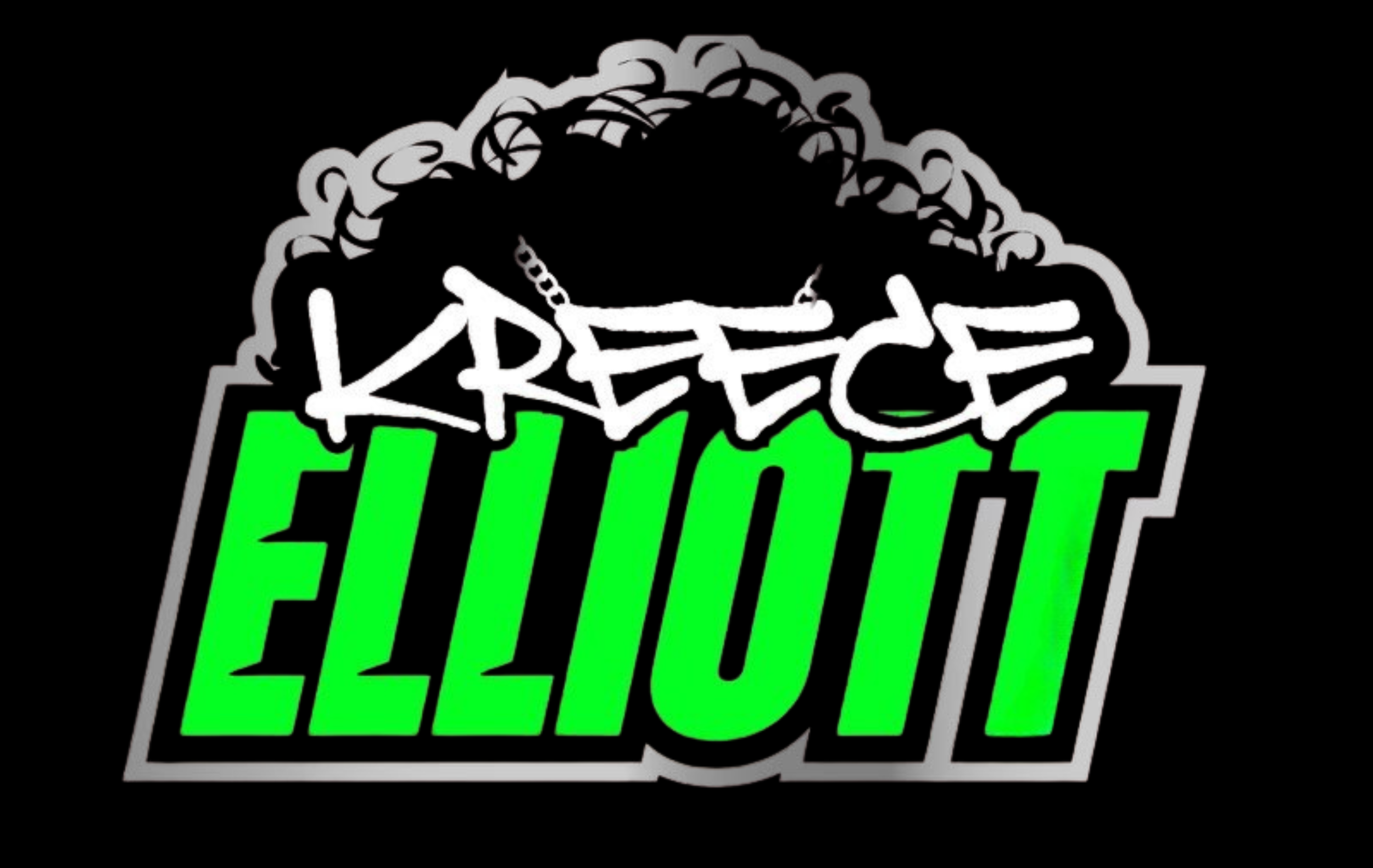 A logo with the words "KEETHE ELIOT" in stylized font, with "KEETHE" in white and "ELIOT" in bright green, outlined in black and gray, against a black background.