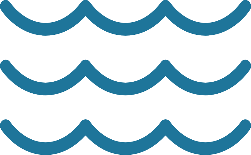 Multiple stylized blue waves arranged in horizontal rows