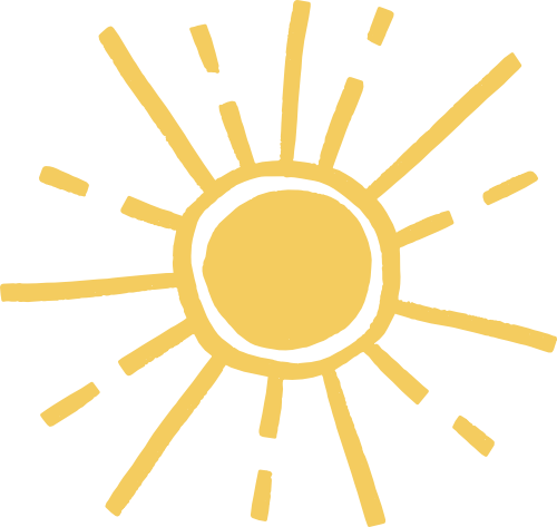 Yellow sun with rays extending outward