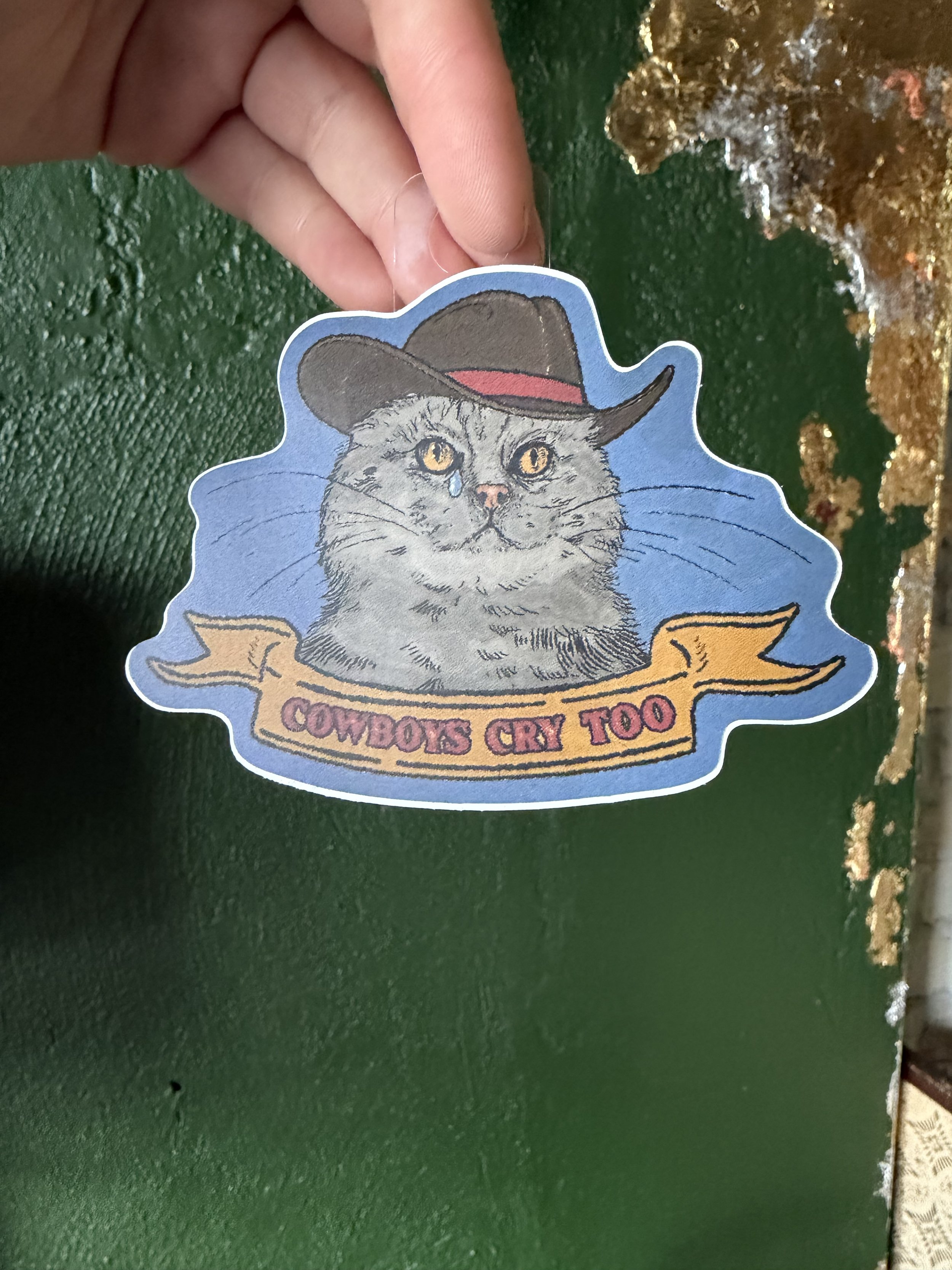 Cowboys Cry Too Cat Sticker