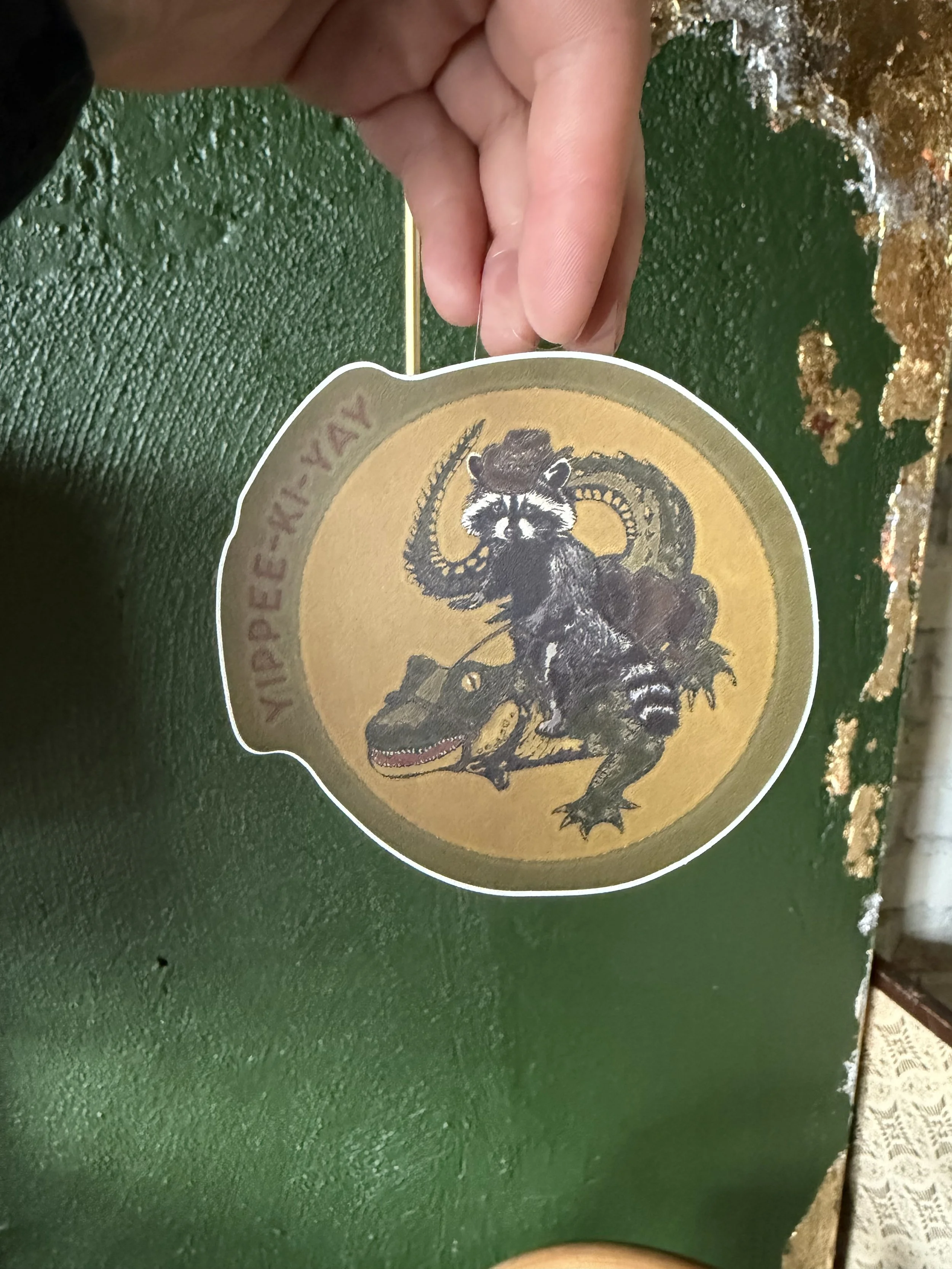 Yippee-Ki-Yay Racoon Sticker