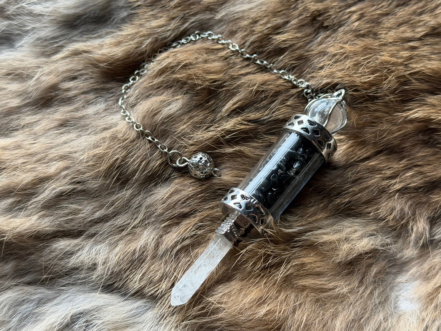 Obsidian Pendulum With Quartz Tip
