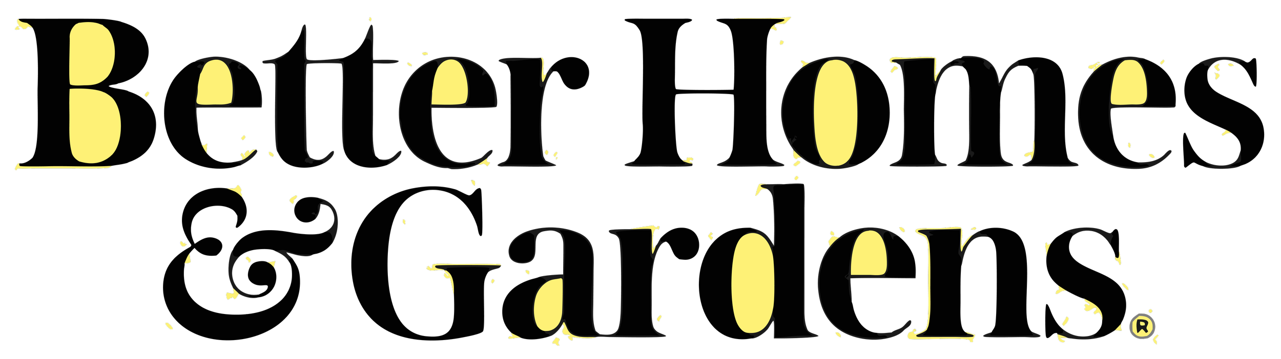 Text reading 'Better Homes & Gardens' in stylized yellow and black lettering.