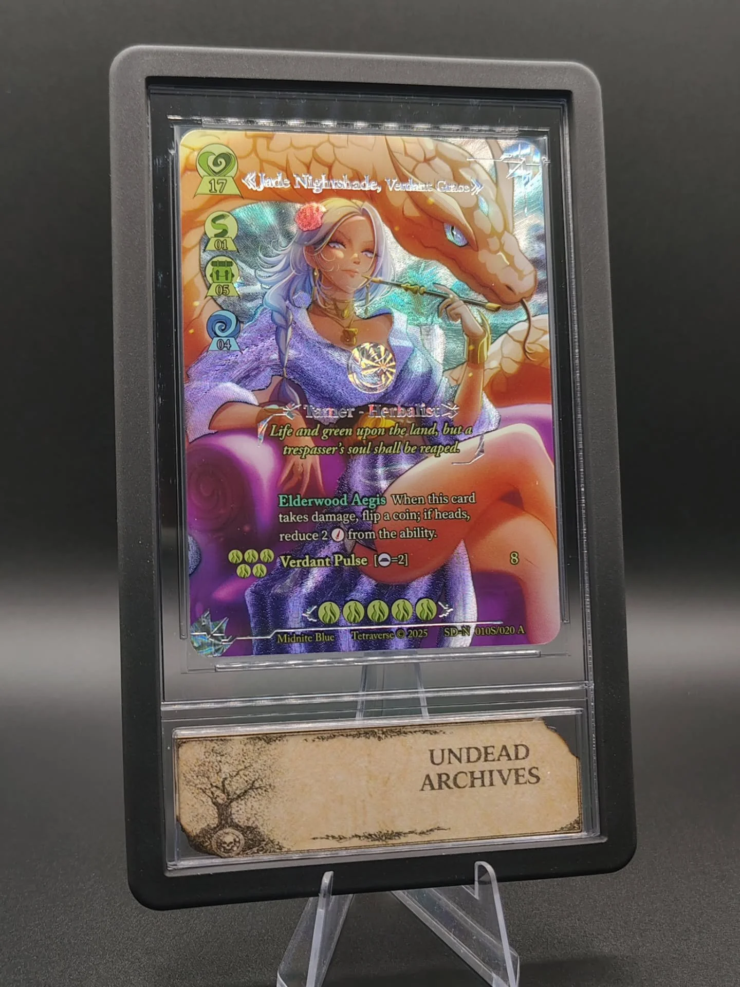 💜Jade nightshade 🐍, Verdant Grace

Tetraverse 2025

Mana Frontier

SD Ancient 

Pop 25

www.undeadarchives.com

Follow us on here and whatnot for more drops 💧 

Whatnot @conjurrerripzzz 
@notenufspoons 

Reach out if you're interested in collabs ?