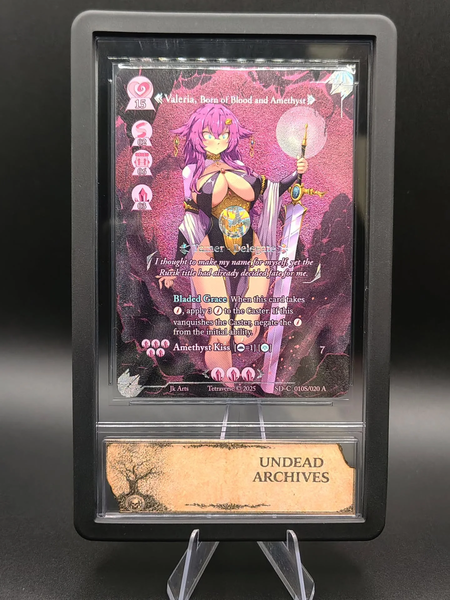 Valeria, Born of Blood and Amethyst

Tetraverse 👹 

Melding of Realms 

Shardsong Starter Deck Ancient

@mzcardsandcollectibles Thanks for your trust and support!

www.undeadarchives.com

Chapter 1 is live with 7 units left!

Reach out to us on What