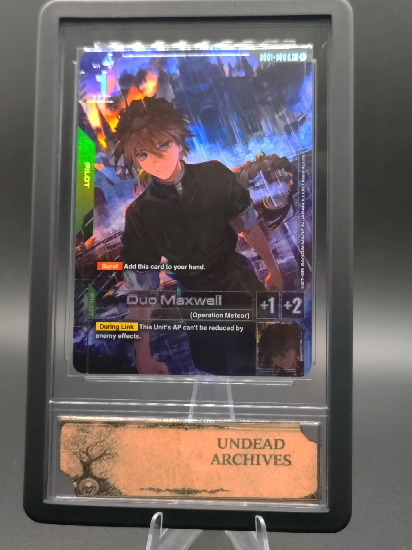 Duo Maxwell ☠️ 

@gundam_tcg 

GD01  090 R+

Follow @zanbaktorips Thanks 🙏 

www.undeadarchives.com

Follow our journey on whatnot 
@conjurrerripzzz 
@notenufspoons 

#gundam #duomaxwell #archive #cult33 #undeadarchives
