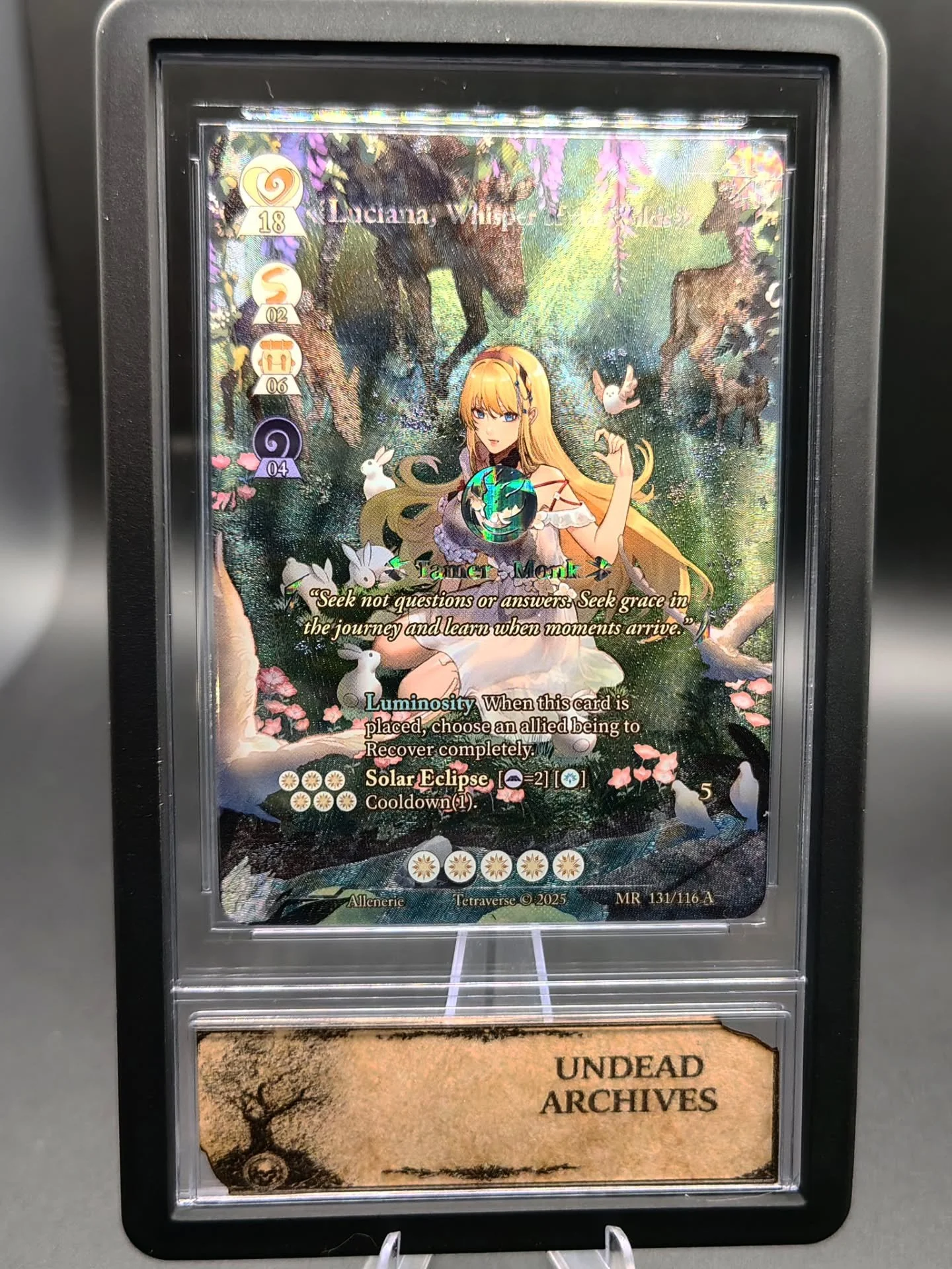 Luciana, Whispers of the Wild

@tetraversetcg 

Melding of Realms 

Ancient

Pop.36

@awtp_crafts 

Follow us on whatnot 
@conjurrerripzzz 
@notenufspoons 

#tetraversetcg #luciana #archive #bunnylove #meldingofrealms