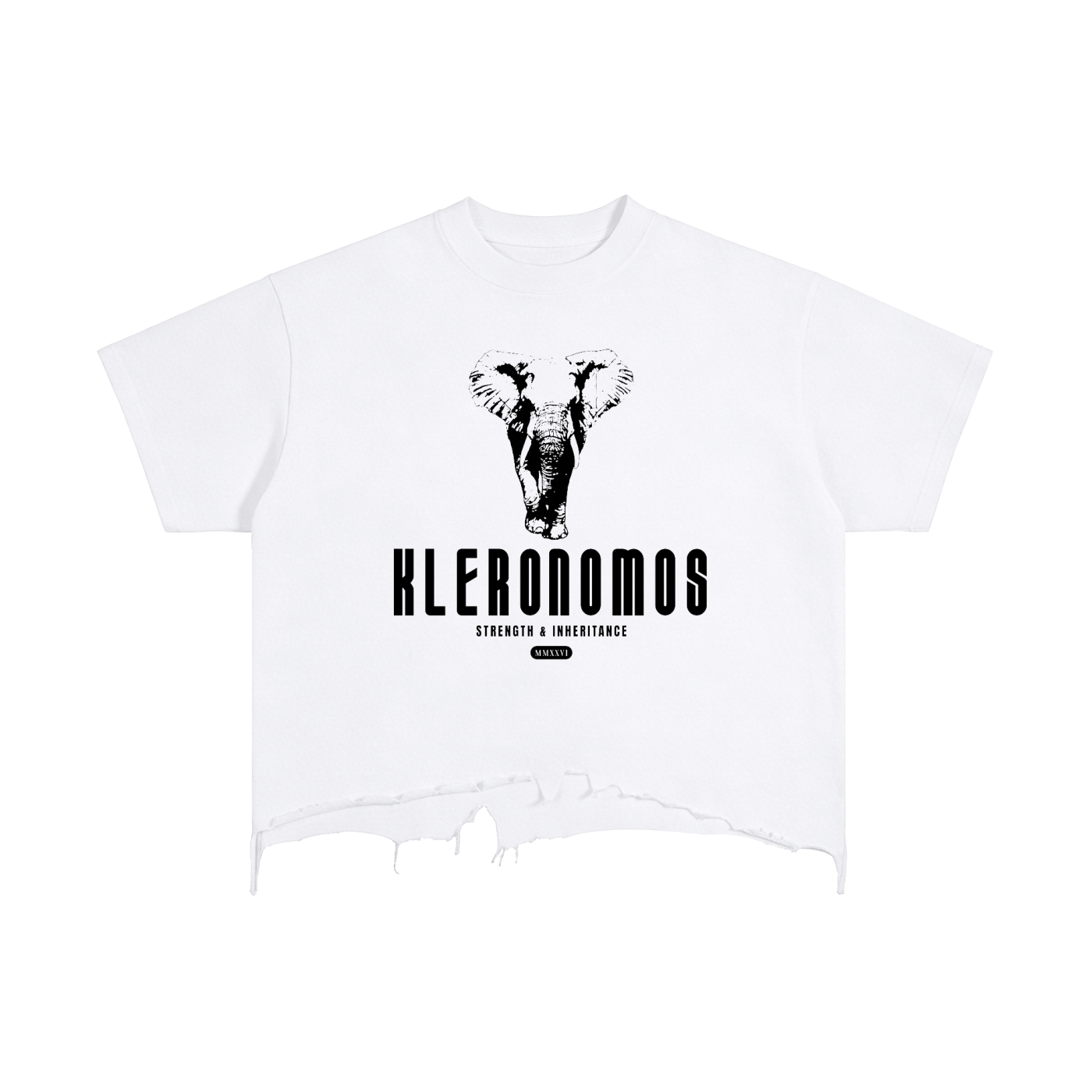 Strength and Inheritance White Vintage Wash Boxy Distressed Hem T-Shirt