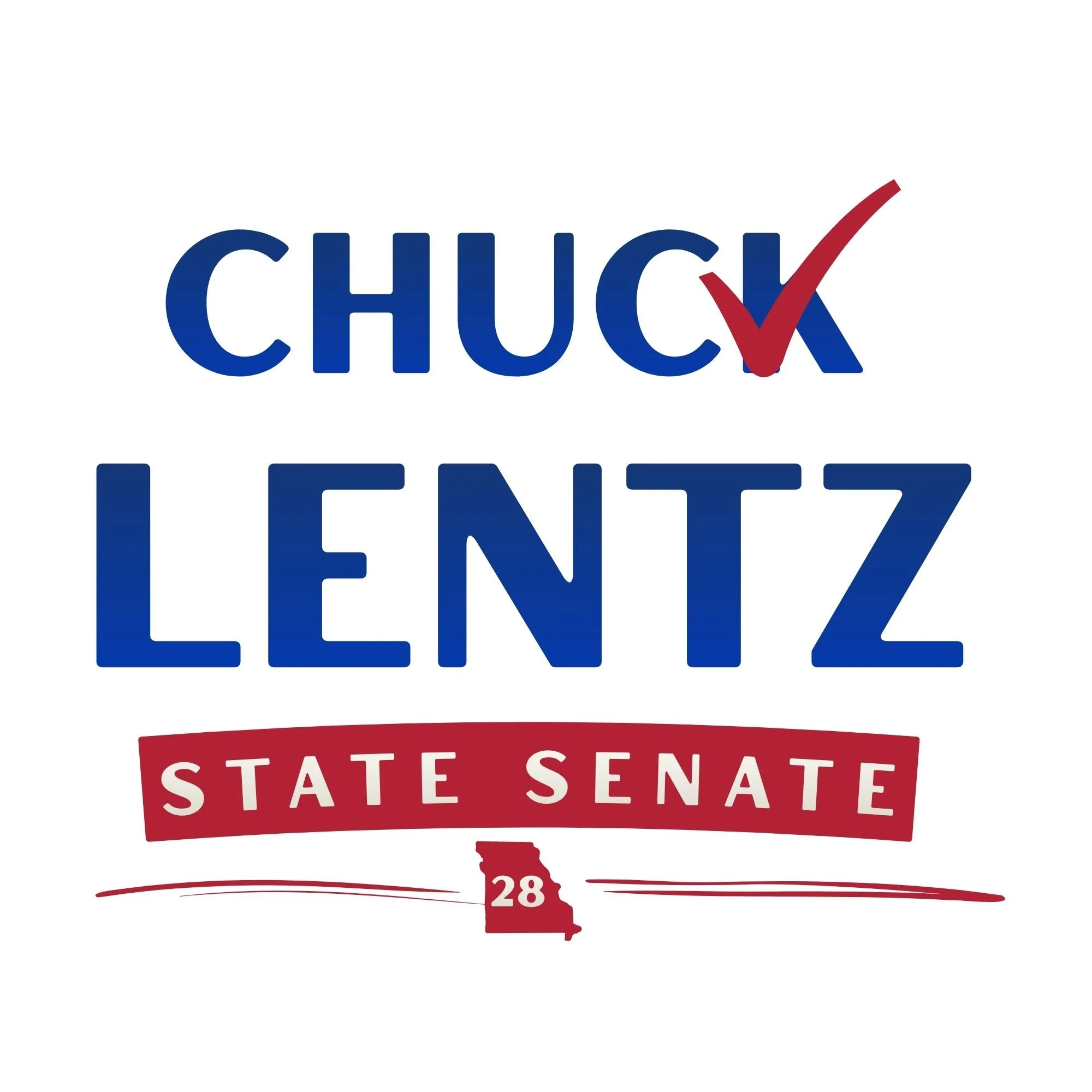 Campaign sign for Chuck Lentz for State Senate, District 28, with a check mark over the name.