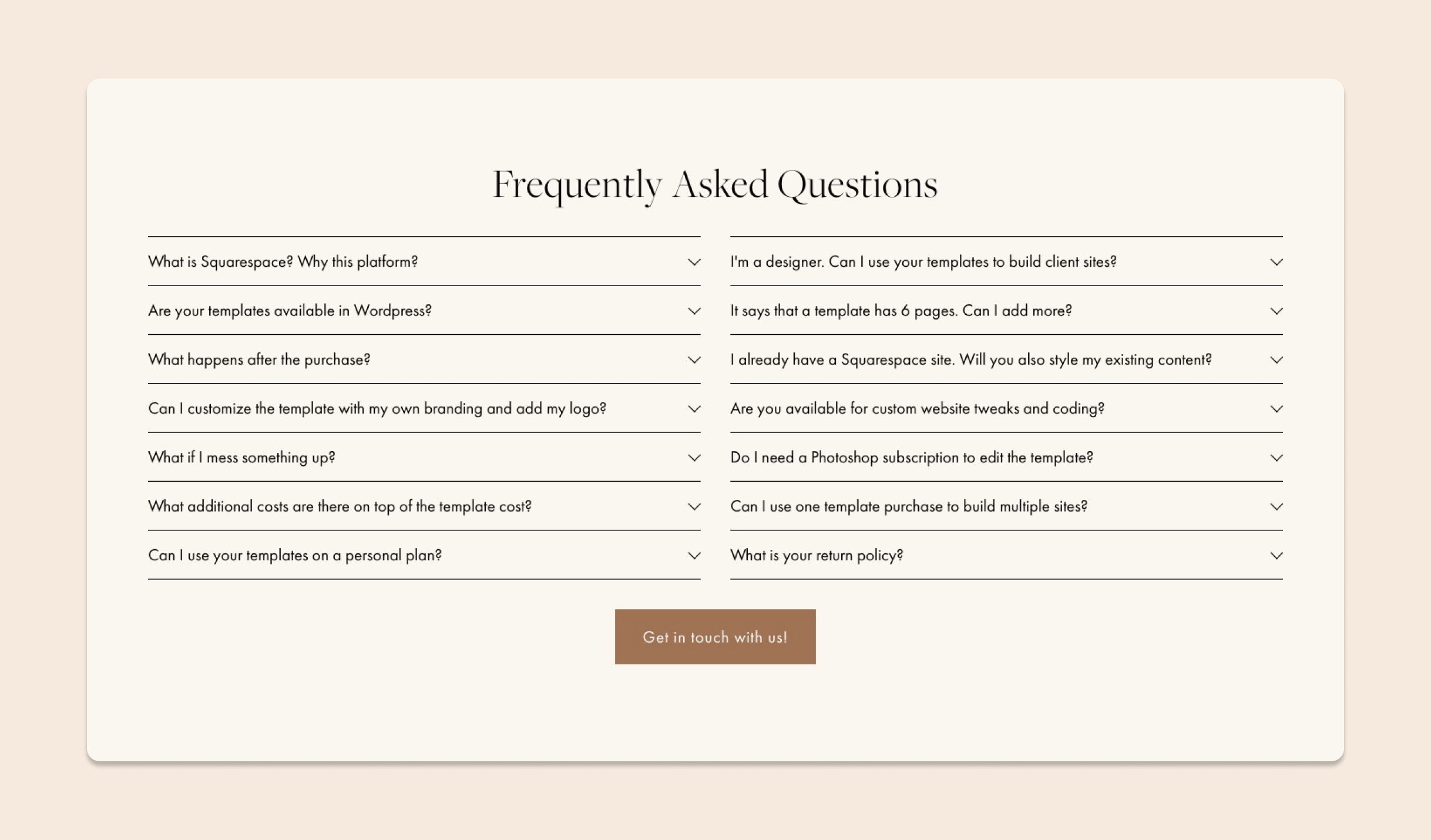 Standout Squarespace FAQ Accordions
