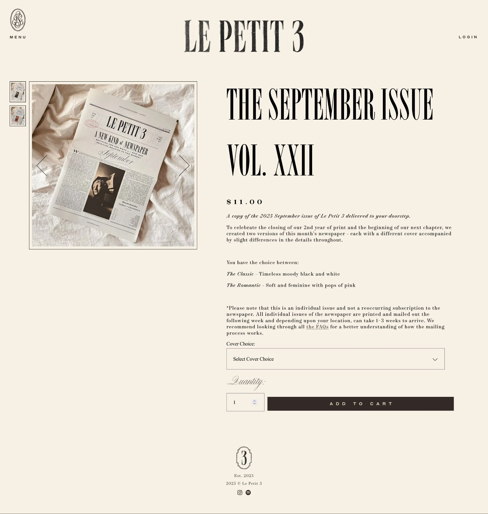  01.5  
Multiple e-commerce features utilized, such as product variants and pop-up cart 