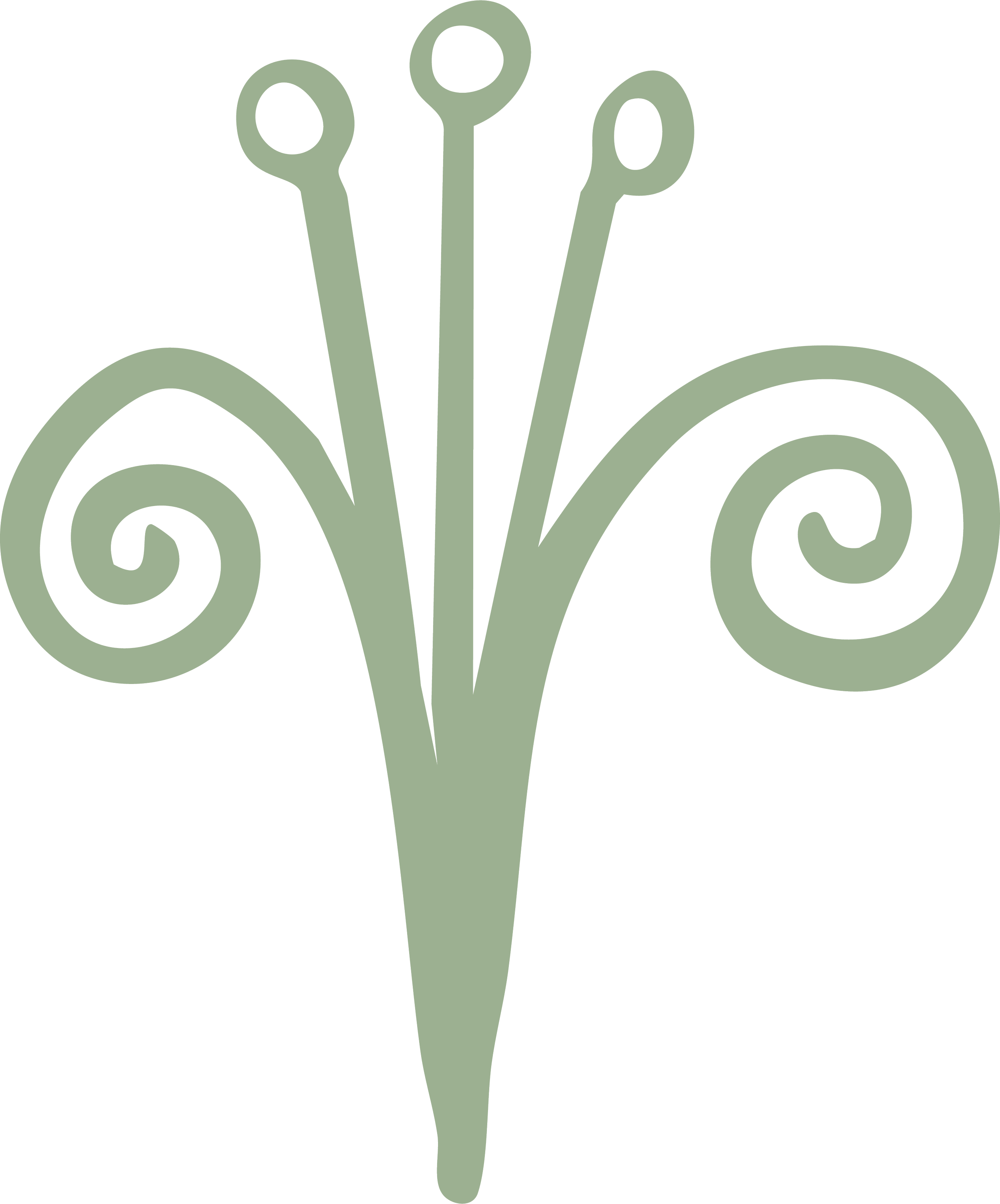 Stylized green Fleur-de-lis symbol with three upward-pointing sprigs and swirling curls.