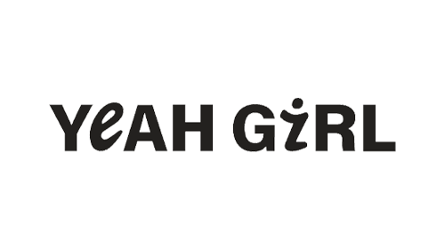 Text that reads 'YEAH GIRL' in bold, black letters on a white background.