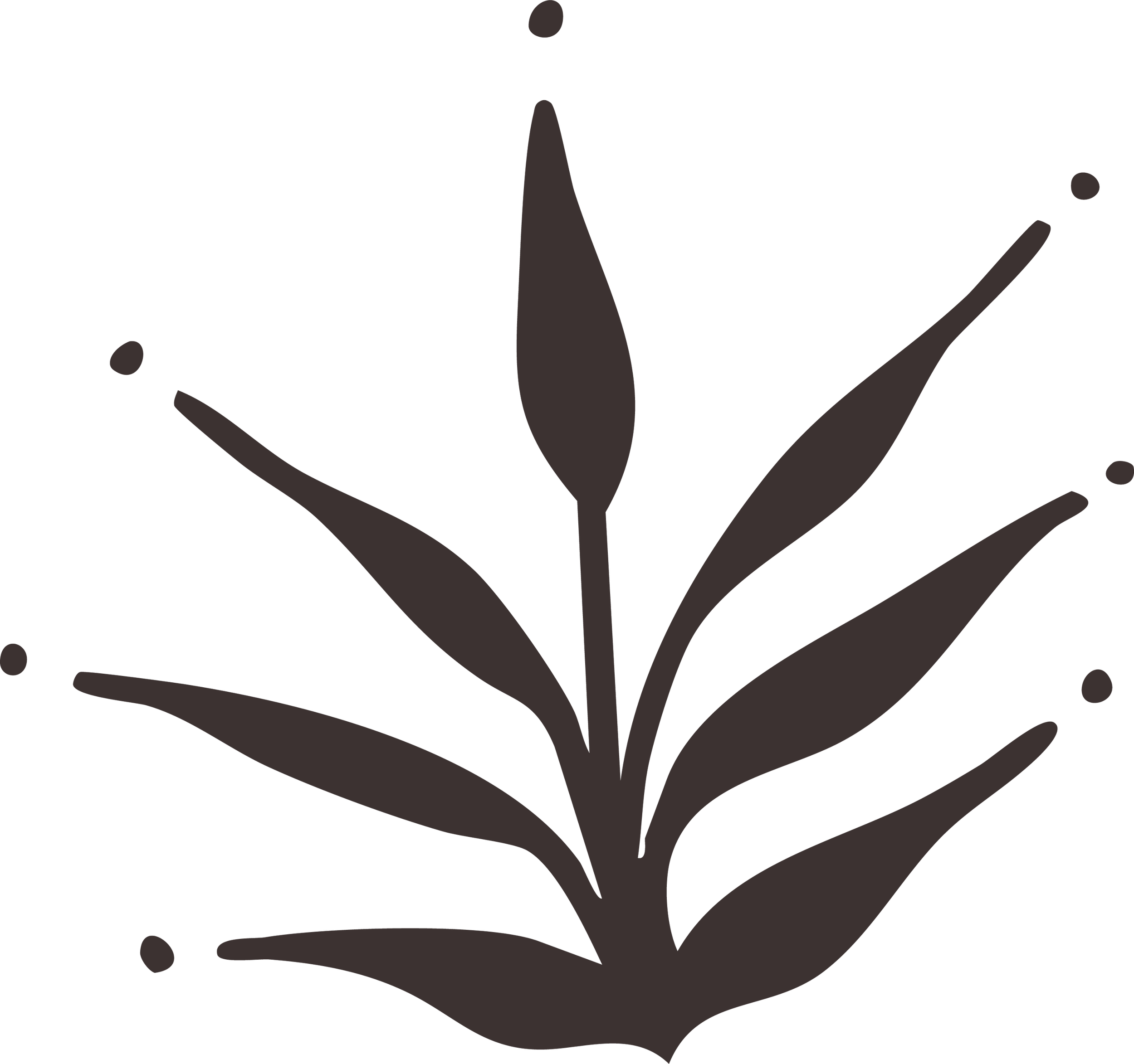 Black background with a gray stylized abstract flower design.