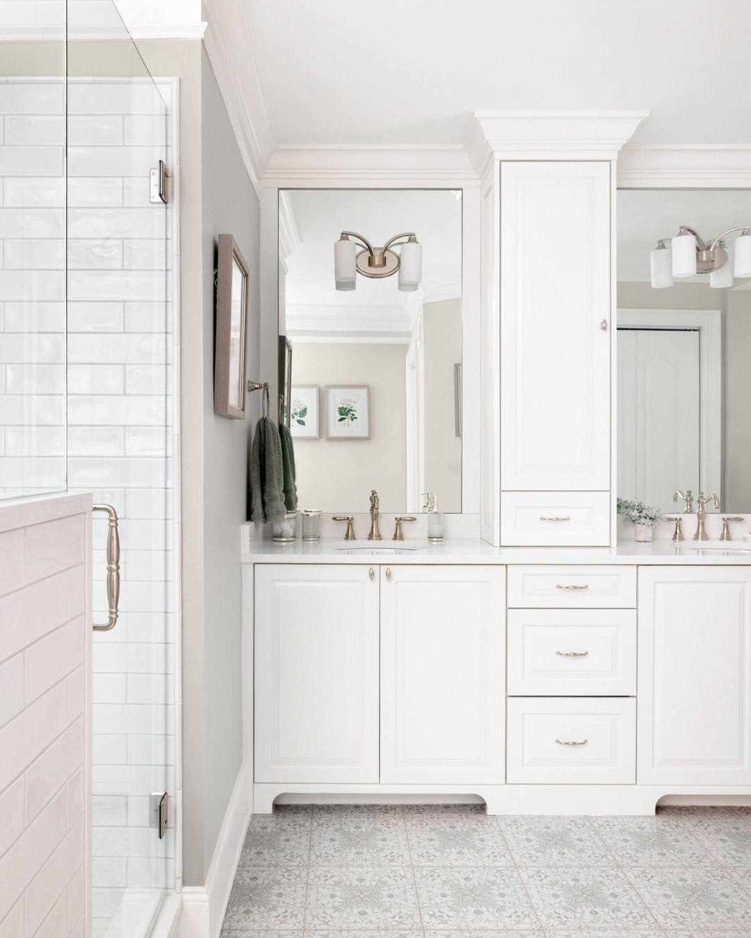 Classic bathroom design with a double vanity by Interior Styles, interior design in North Georgia.