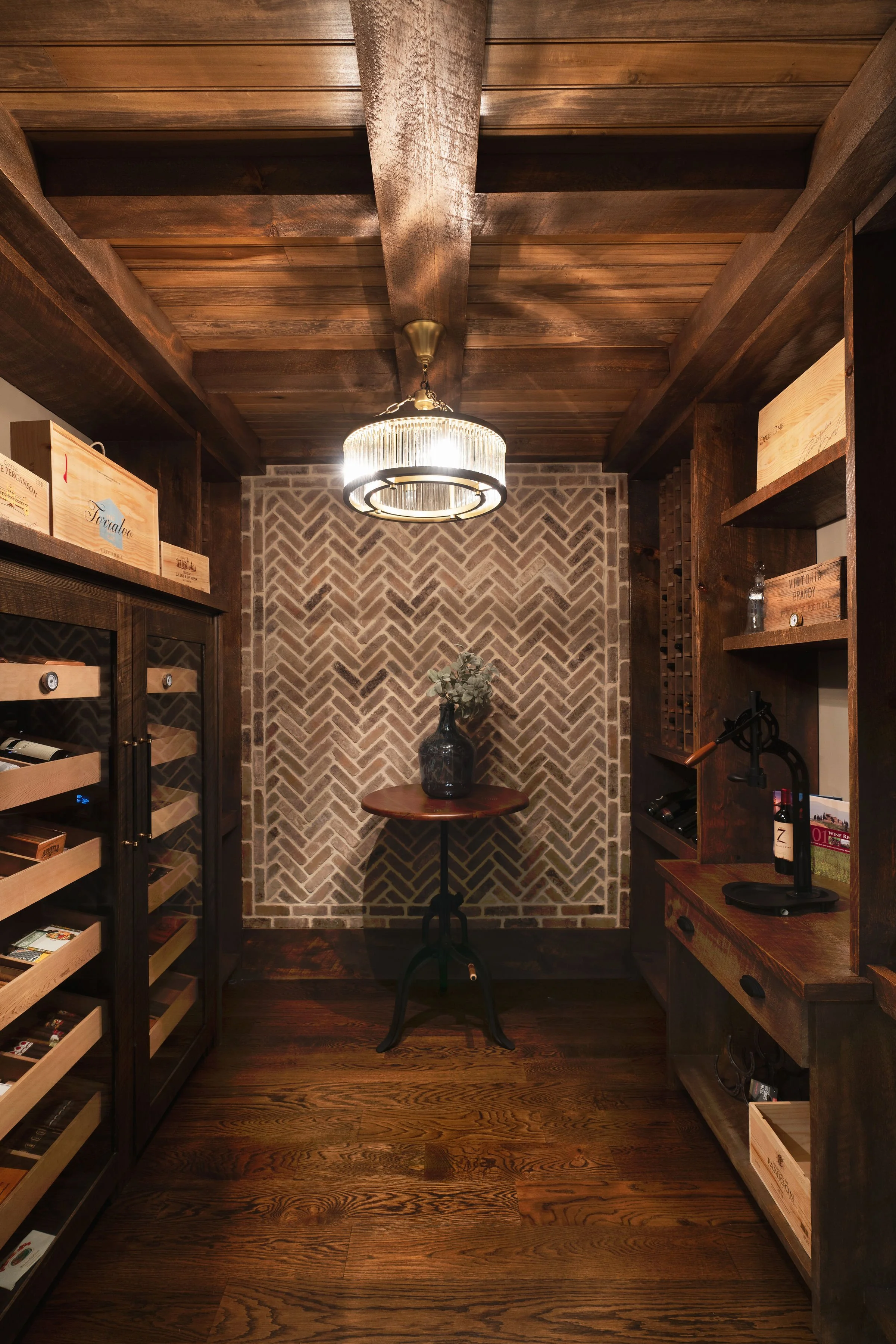 Custom wine cellar design by Interior Styles, interior design in North Georgia.