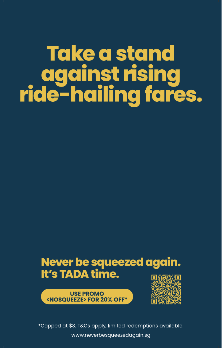 The Chop Shop SG, The Chop Shop Singapore,  creative agency campaign for TADA titled “Never Be Squeezed Again,” rallying Singapore riders and drivers against ride-hailing commission increases.