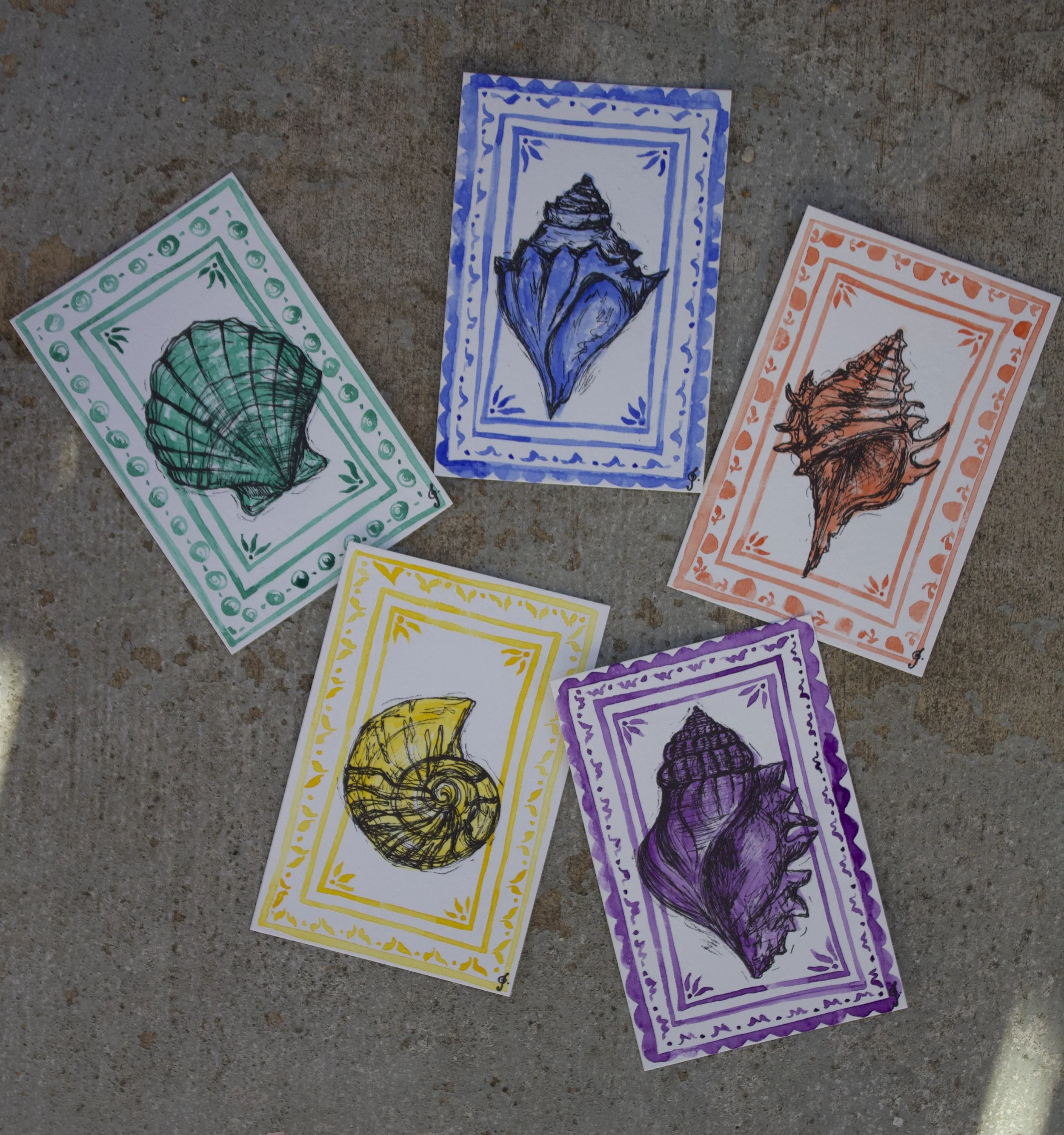 Seaside Shell Postcards