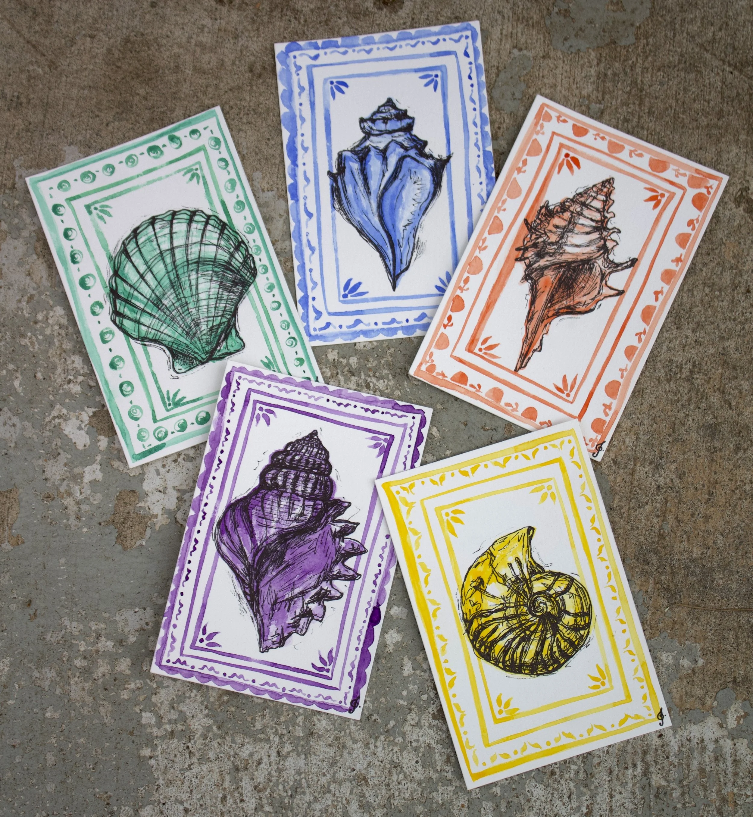 Seaside Shell Postcards