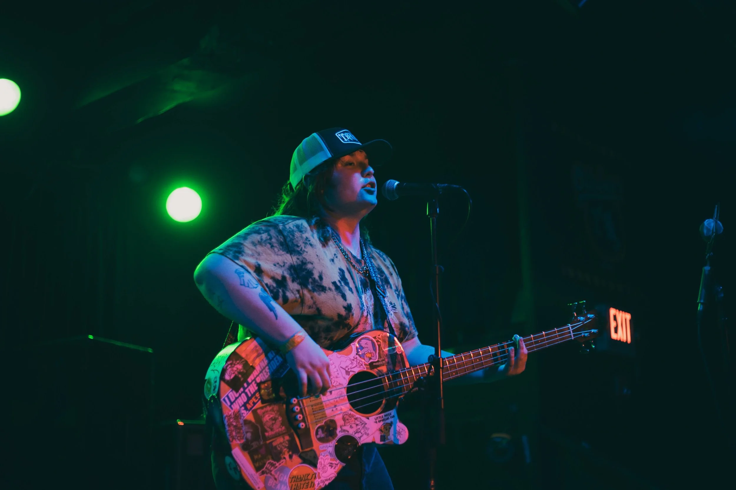 Nano of Frog Legs playing bass and singing at the Ottobar in Baltmore.