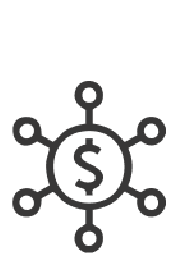 A dollar sign inside a circle connected to multiple lines with circles at the ends, representing a financial or network concept.